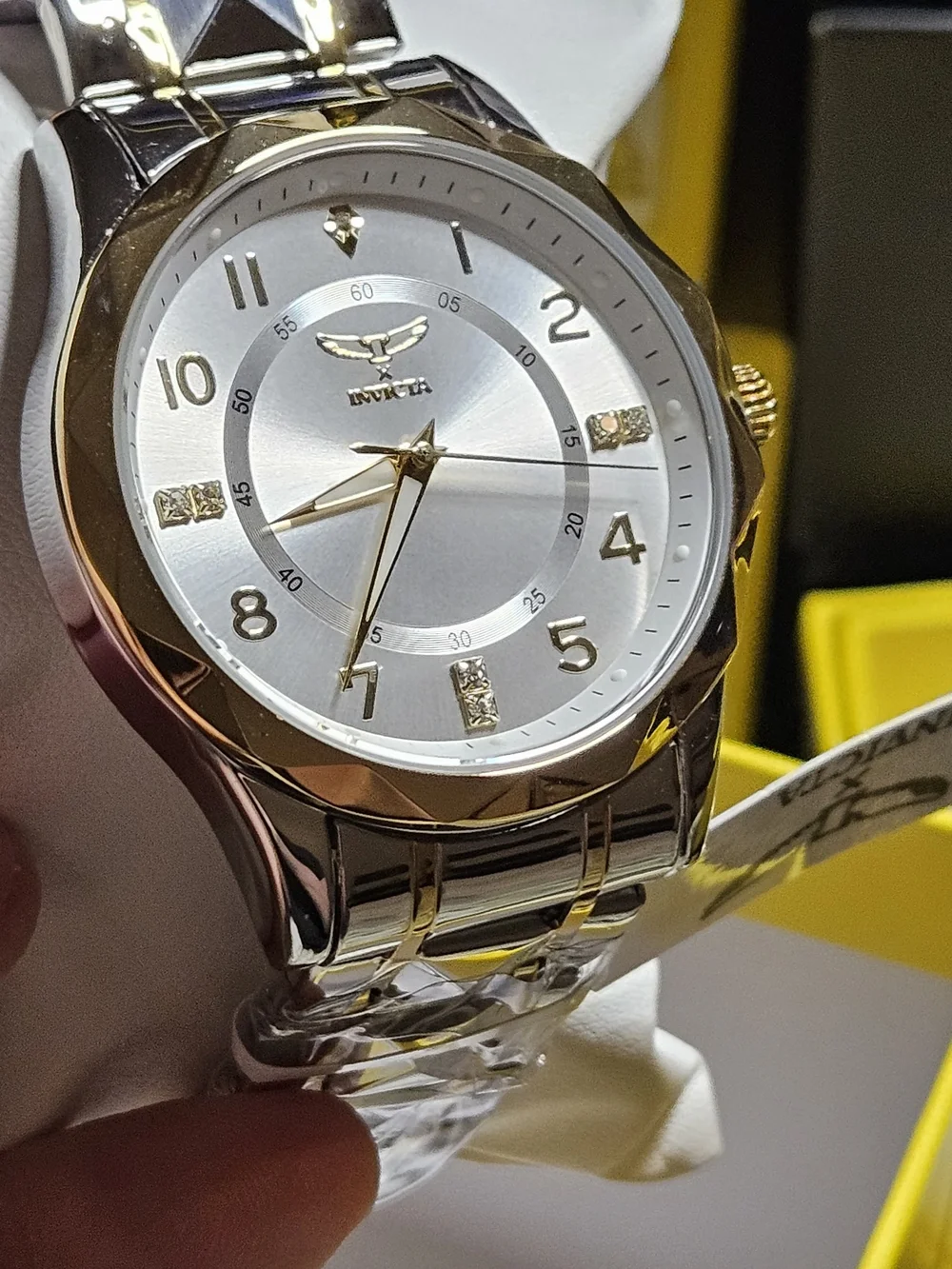 Invicta Specialty Men’s 41mm Watch – Silver Dial, Geometric Link Band